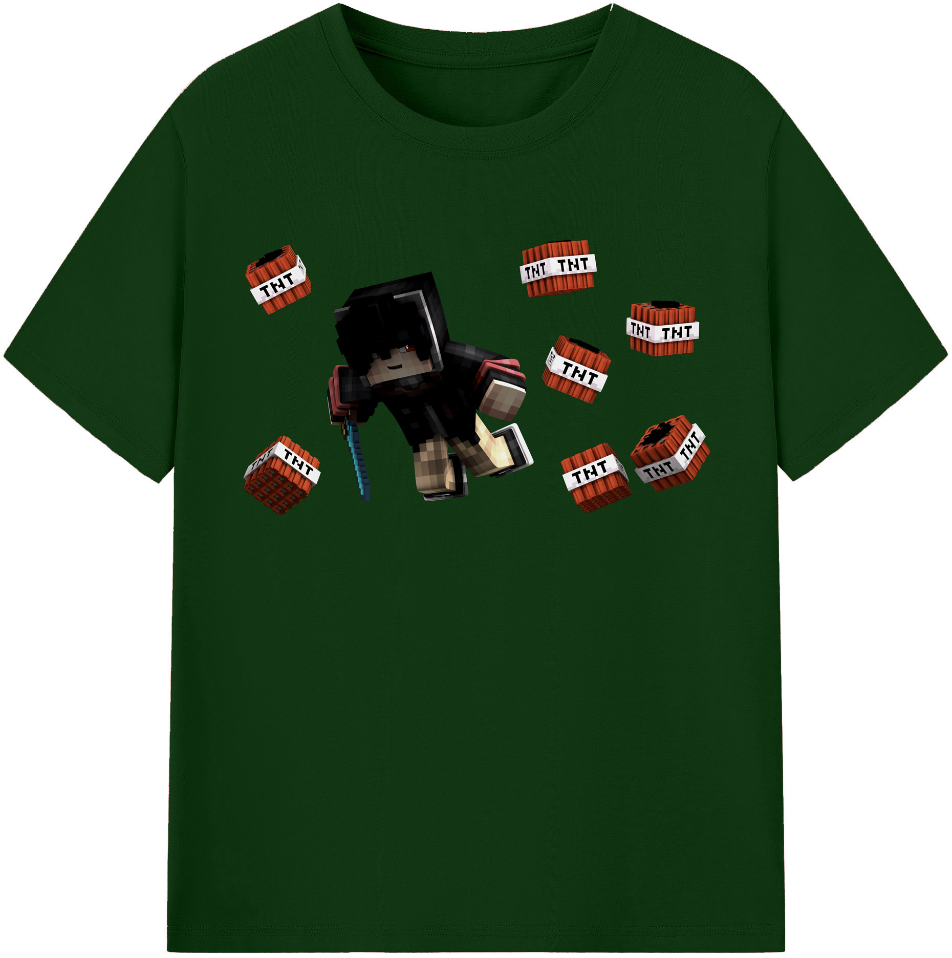 （画像用） マインクラフト ブロックの世界 Minecraft MC Block world 綿100％半袖Tシャツ（フロントプリント）